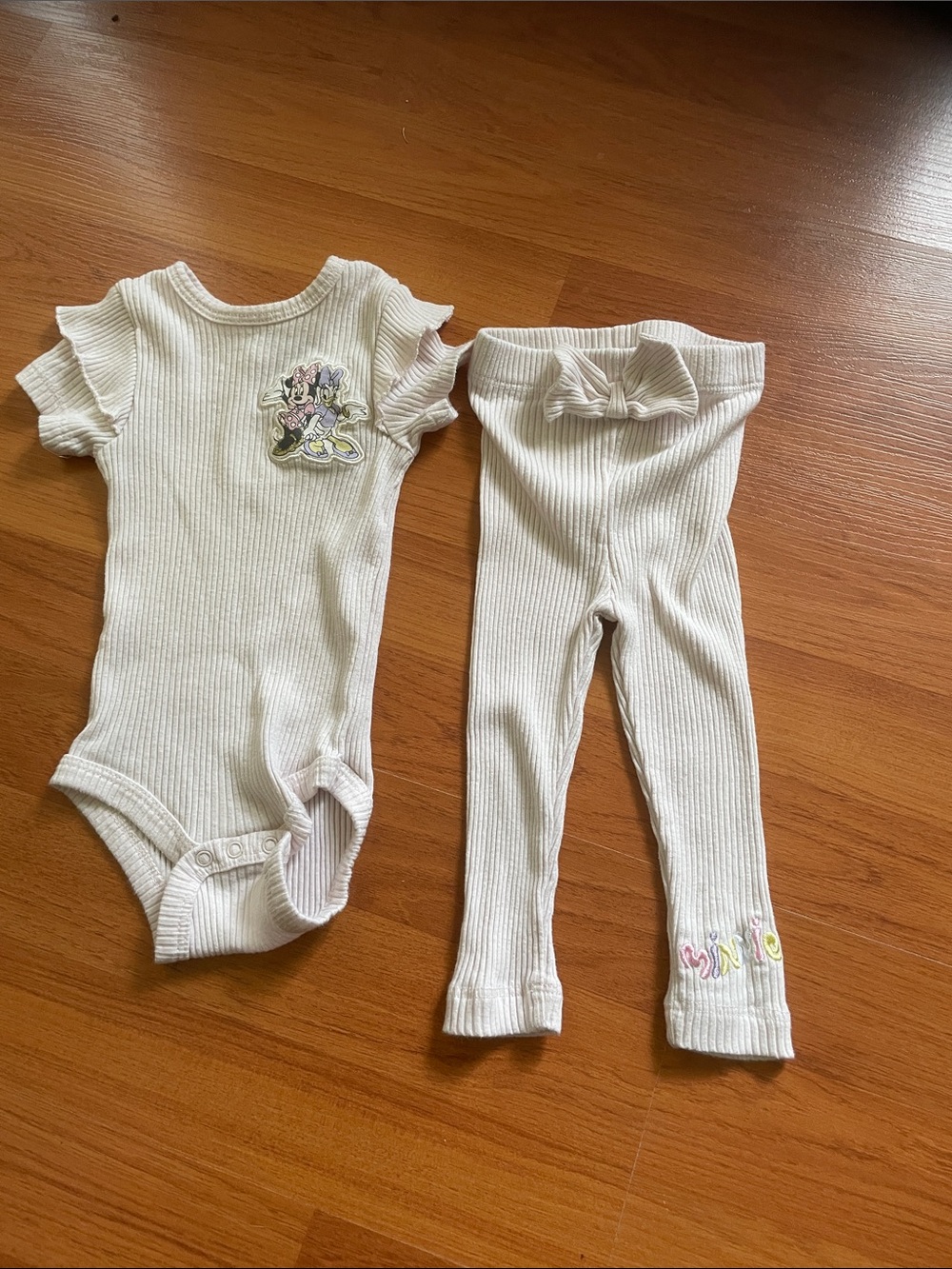 Disney babyCream Ribbed One-Piece and Leggings Set with Bow Detail